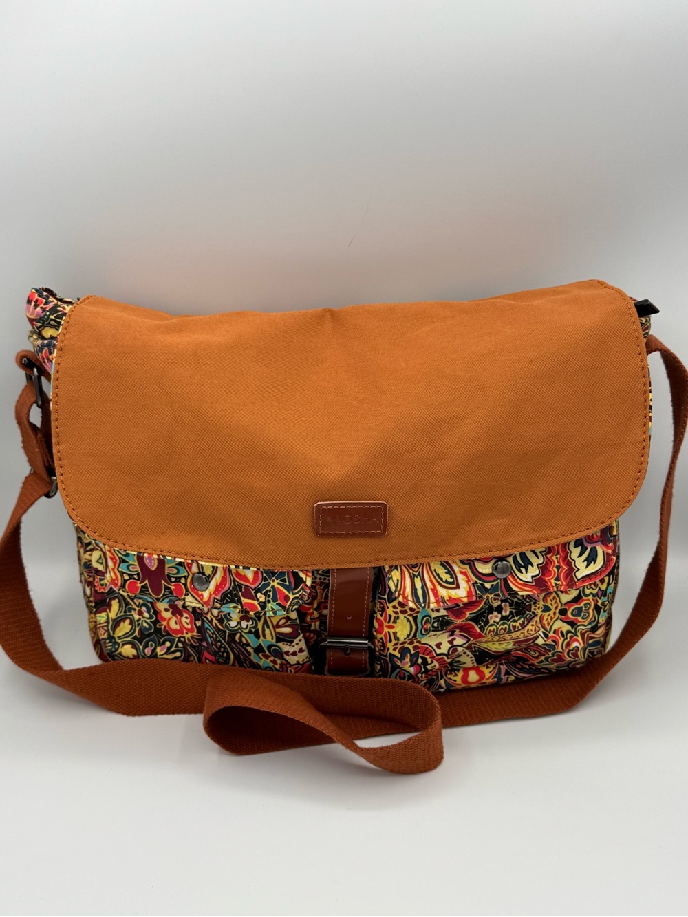 Baosha Canvas Crossbody Messenger Bag Boho Paisley Colorful Fall Floral